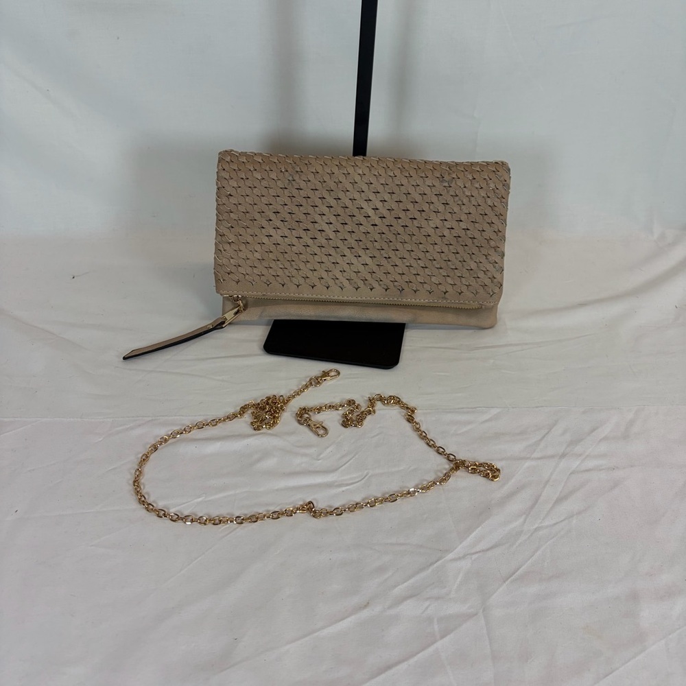 Urban Expressions Vegan Leather Woven Clutch Crossbody Taupe - Picture 3 of 13